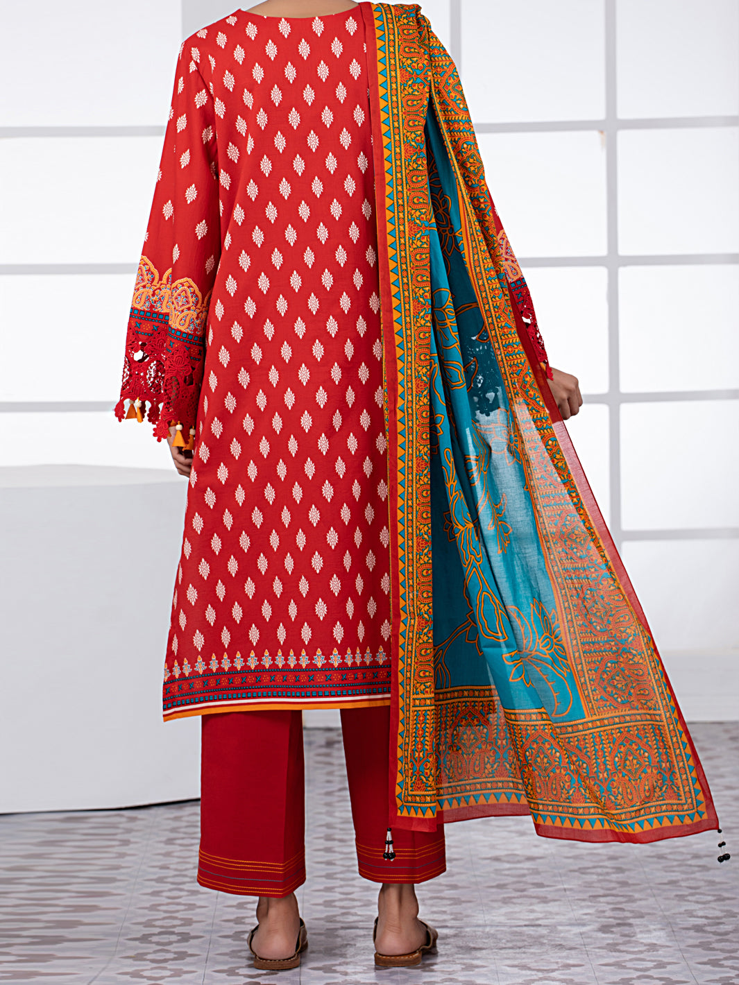 Red Lawn 2 Piece Unstitched - ALP-2PS-1449A