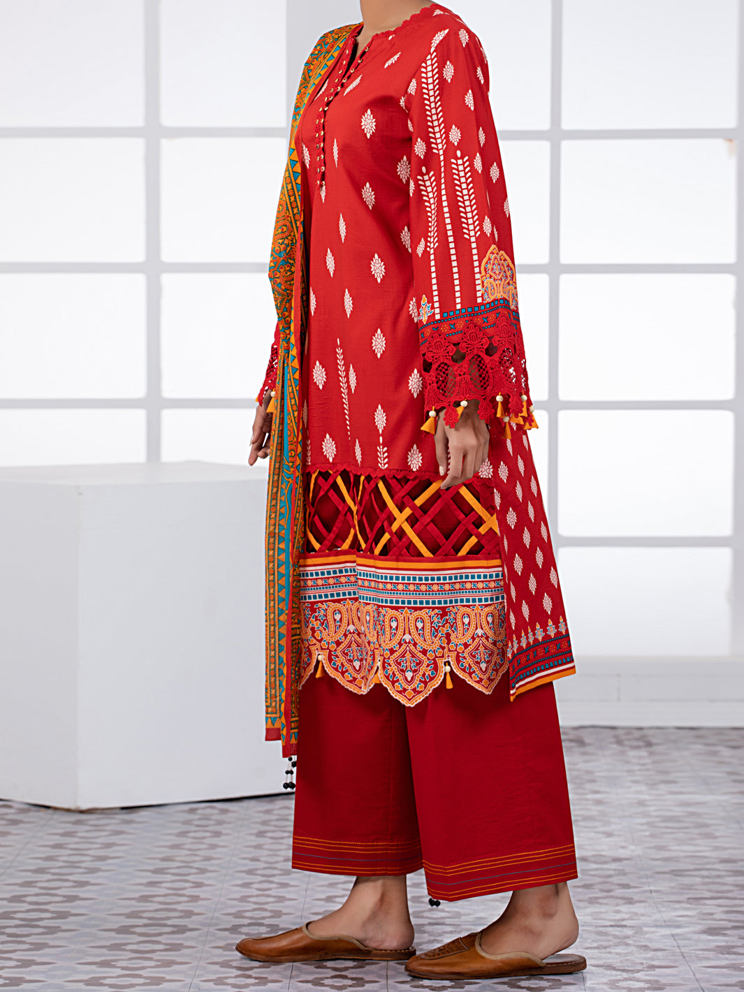 Red Lawn 2 Piece Unstitched - ALP-2PS-1449A