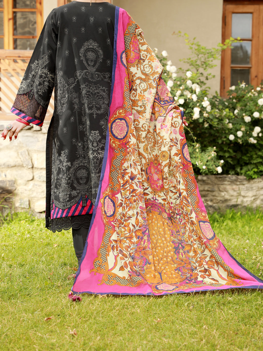 Black Lawn 3Pc Unstitched - ALP-3PS-1478