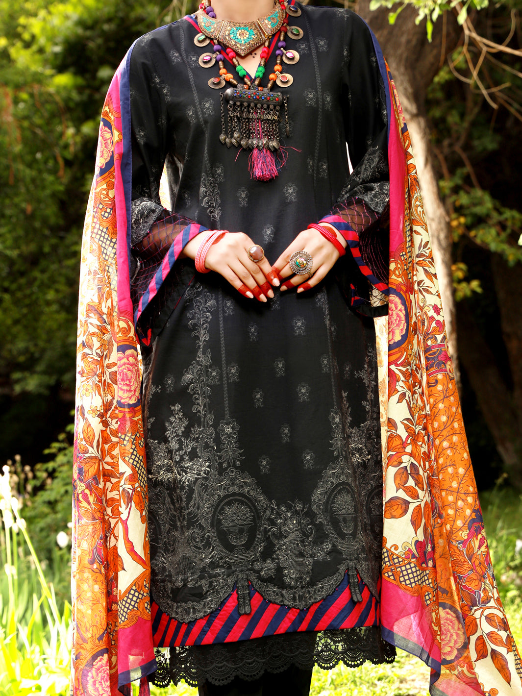 Black Lawn 3Pc Unstitched - ALP-3PS-1478