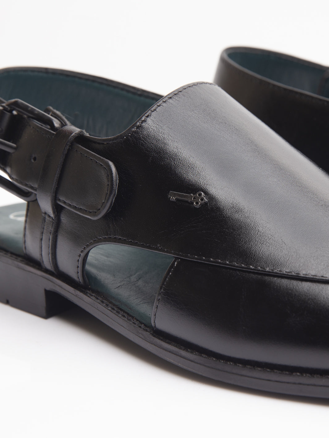 Black Leather Peshawari Chappal - AL-MFW-HC-147