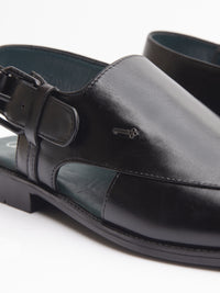 Black Leather Peshawari Chappal - AL-MFW-HC-147