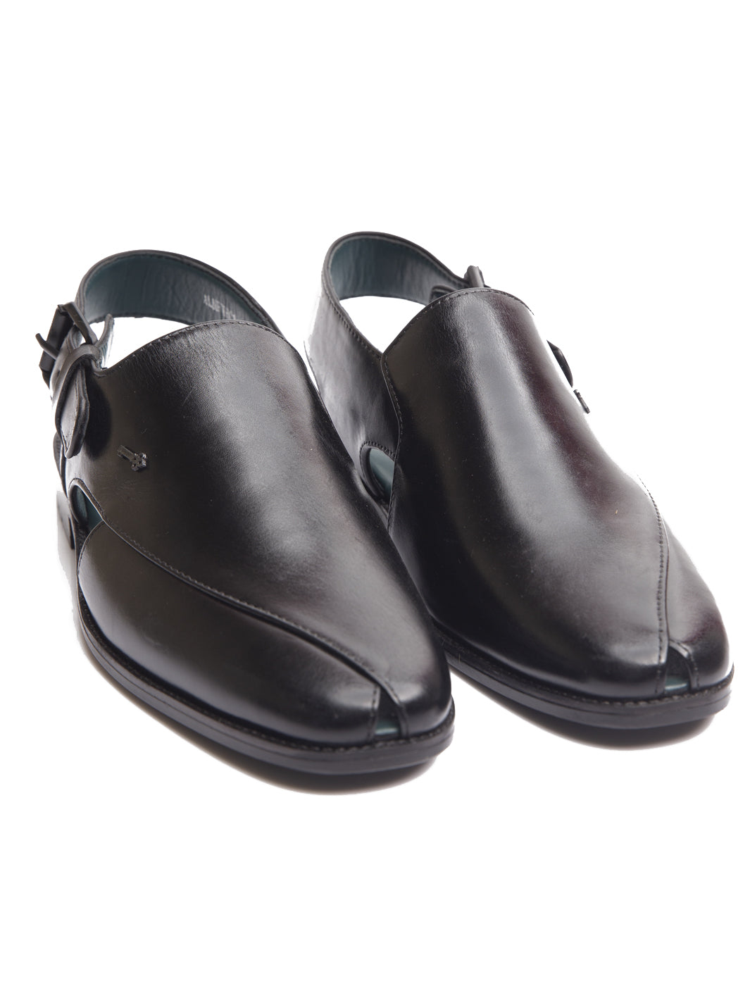 Black Leather Peshawari Chappal - AL-MFW-HC-147