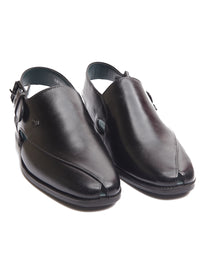 Black Leather Peshawari Chappal - AL-MFW-HC-147