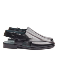 Black Leather Peshawari Chappal - AL-MFW-HC-147