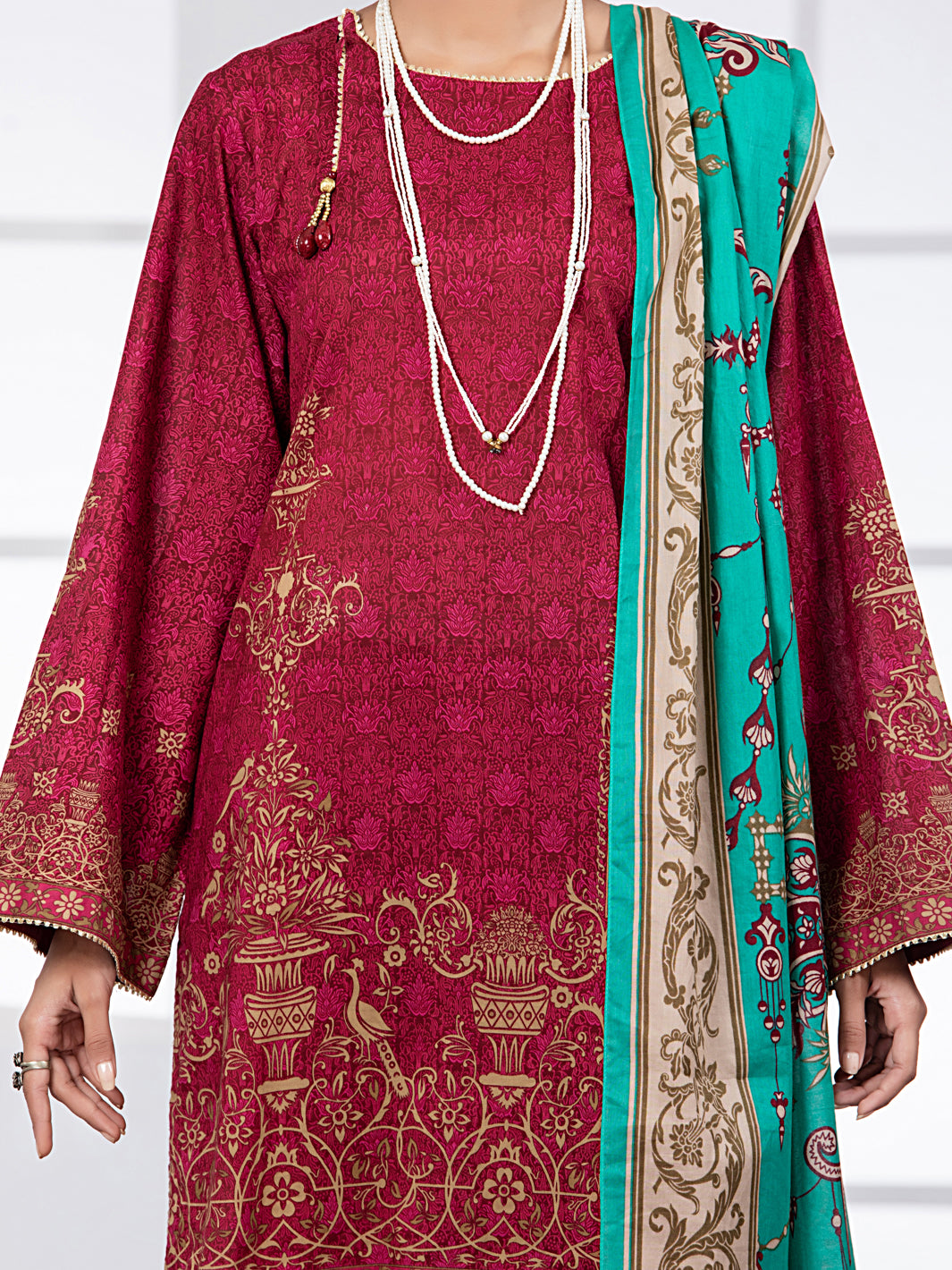 Red Lawn 3Pc Unstitched - ALP-3PS-1482