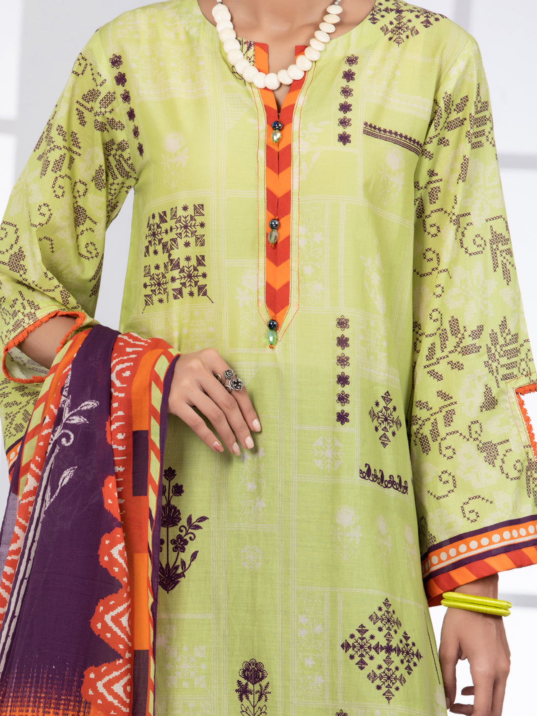 Lime Green Lawn 3Pc Unstitched - ALP-3PS-1486