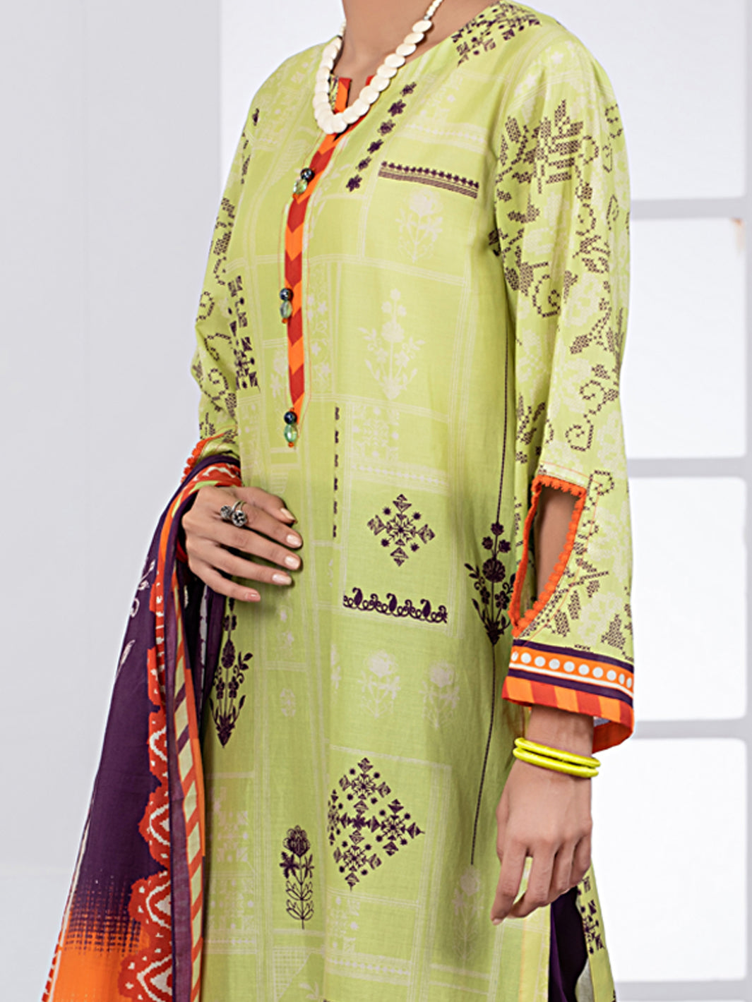 Lime Green Lawn 3Pc Unstitched - ALP-3PS-1486