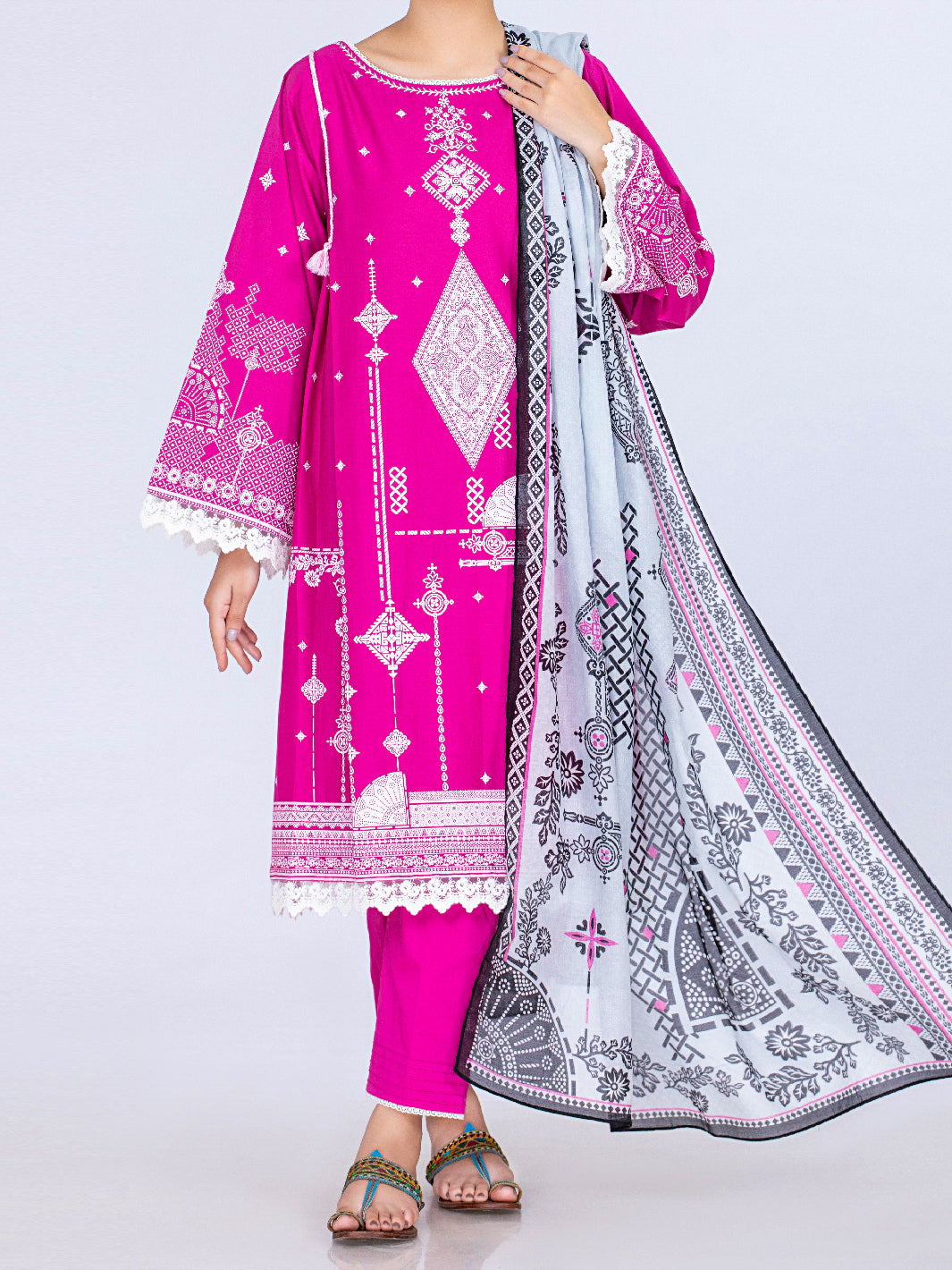 Fuchsia Lawn 3Pc Unstitched - ALP-3PS-1493