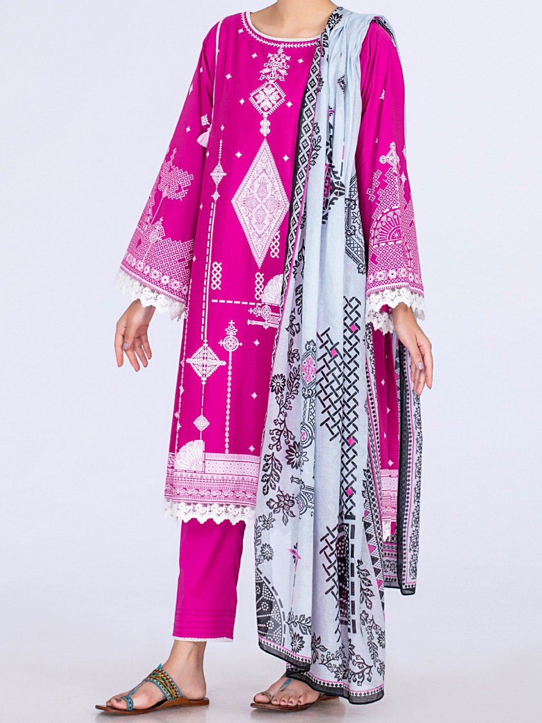 Fuchsia Lawn 3Pc Unstitched - ALP-3PS-1493