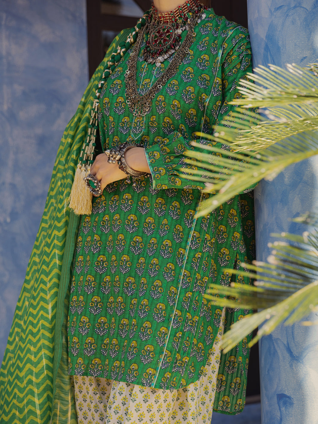 Green Dobby Jacquard 3 Piece Unstitched - ALP-3PS-1502