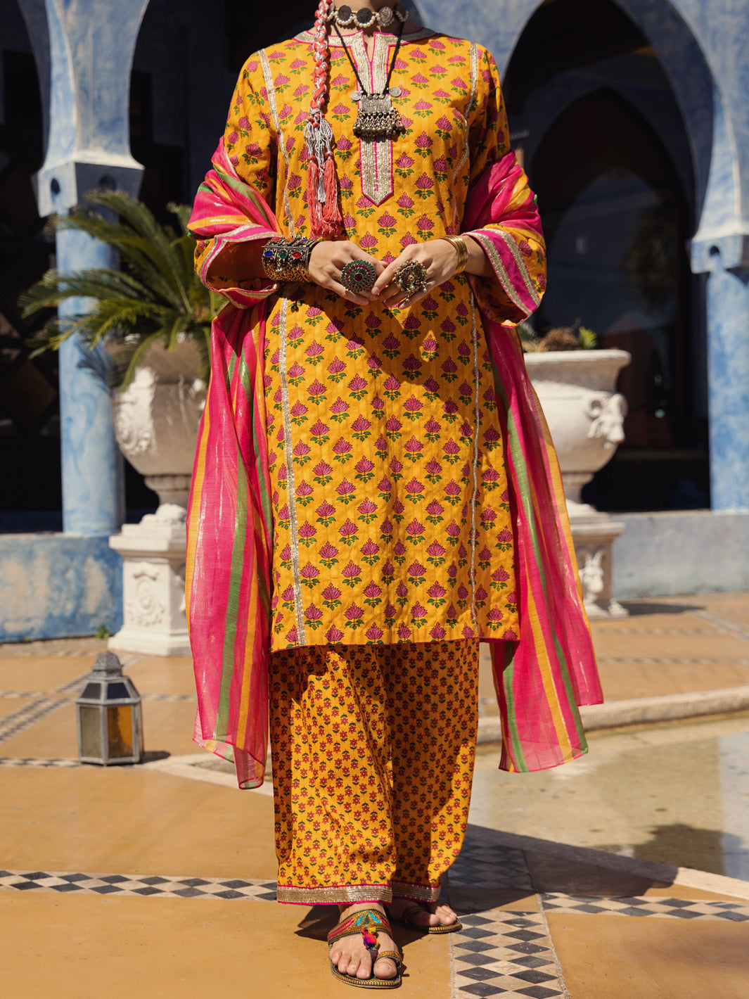 Mustard Jacquard 3Pc Unstitched - ALP-3PS-1503