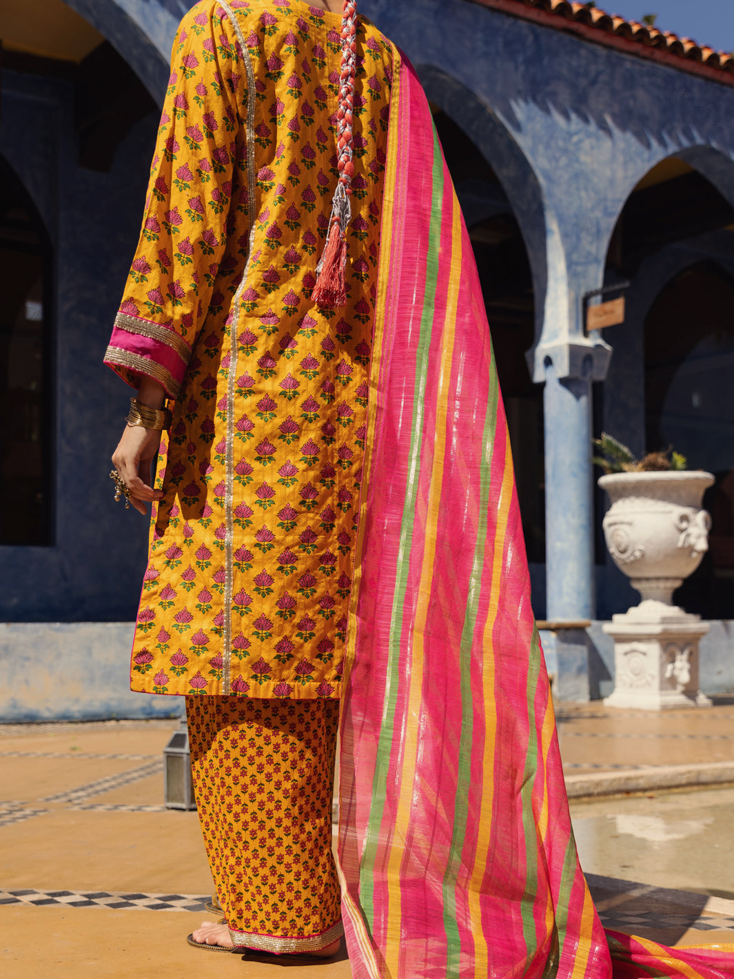 Mustard Jacquard 3 Piece Stitched - ALP-3PS-1503