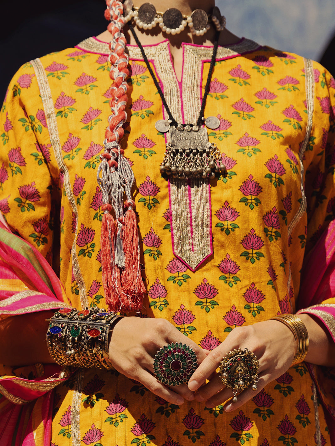 Mustard Jacquard 3 Piece Stitched - ALP-3PS-1503
