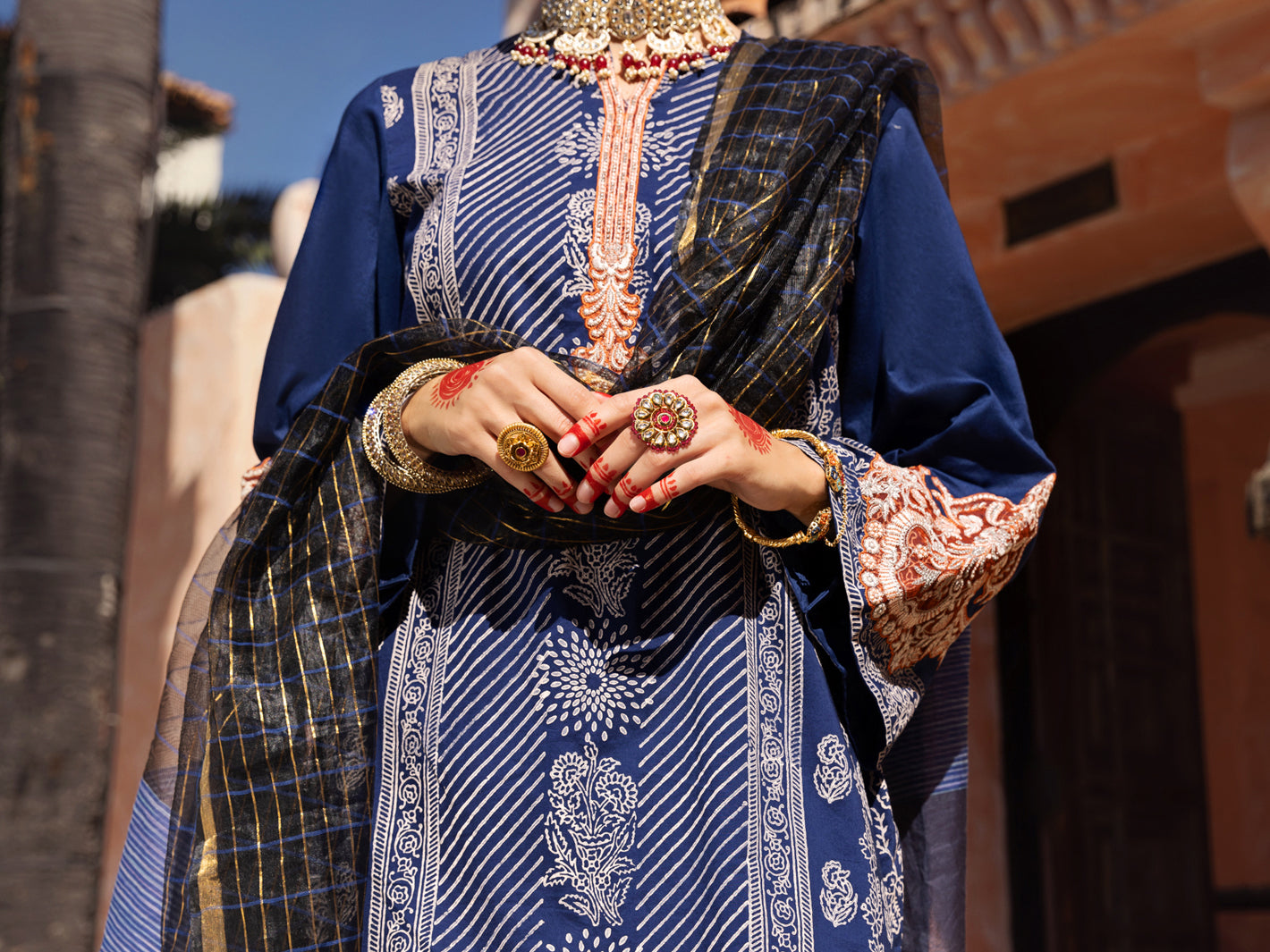 Blue Jacquard 3 Piece Unstitched - ALP-3PS-1523