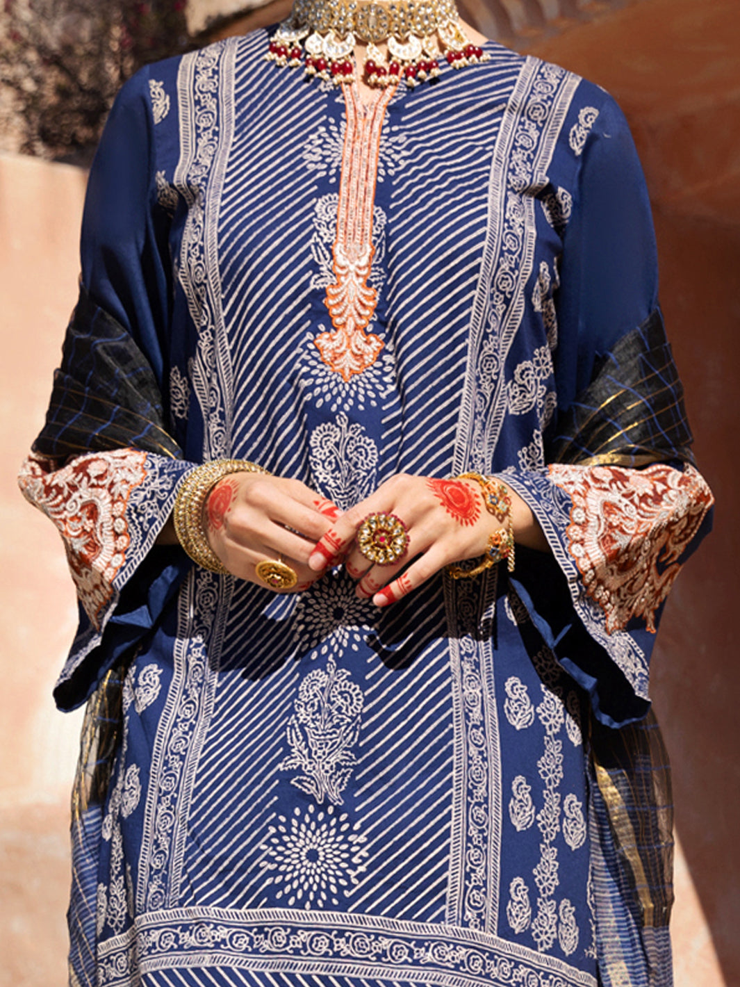 Blue Jacquard 3Pc Unstitched - ALP-3PS-1523