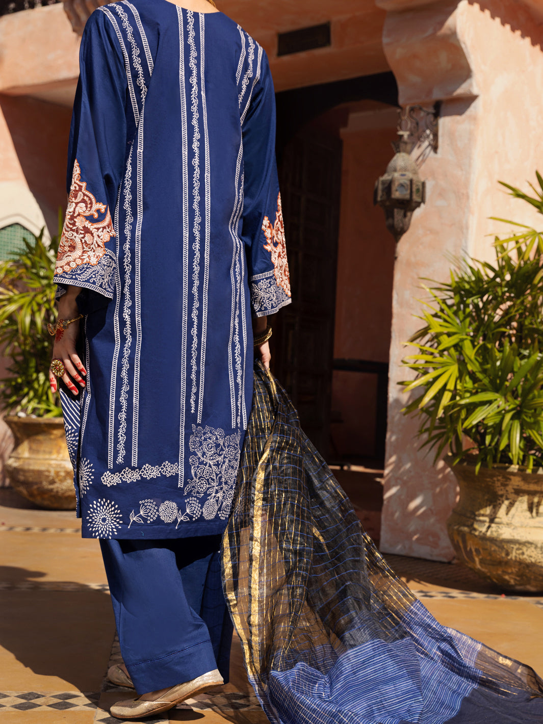 Blue Jacquard 3 Piece Unstitched - ALP-3PS-1523