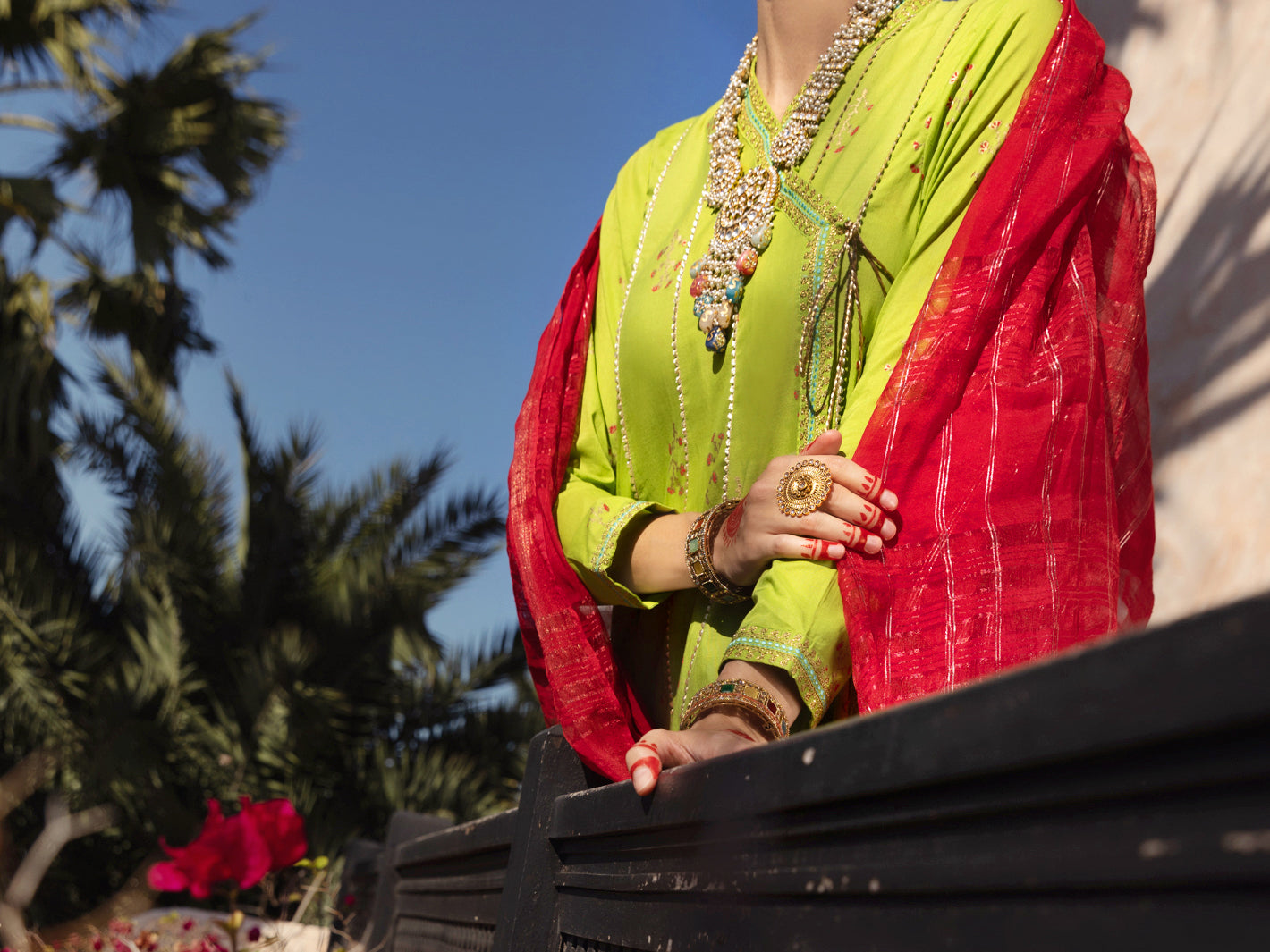 Lime Green Dobby Jacquard 3 Piece Stitched - ALP-3PS-1525