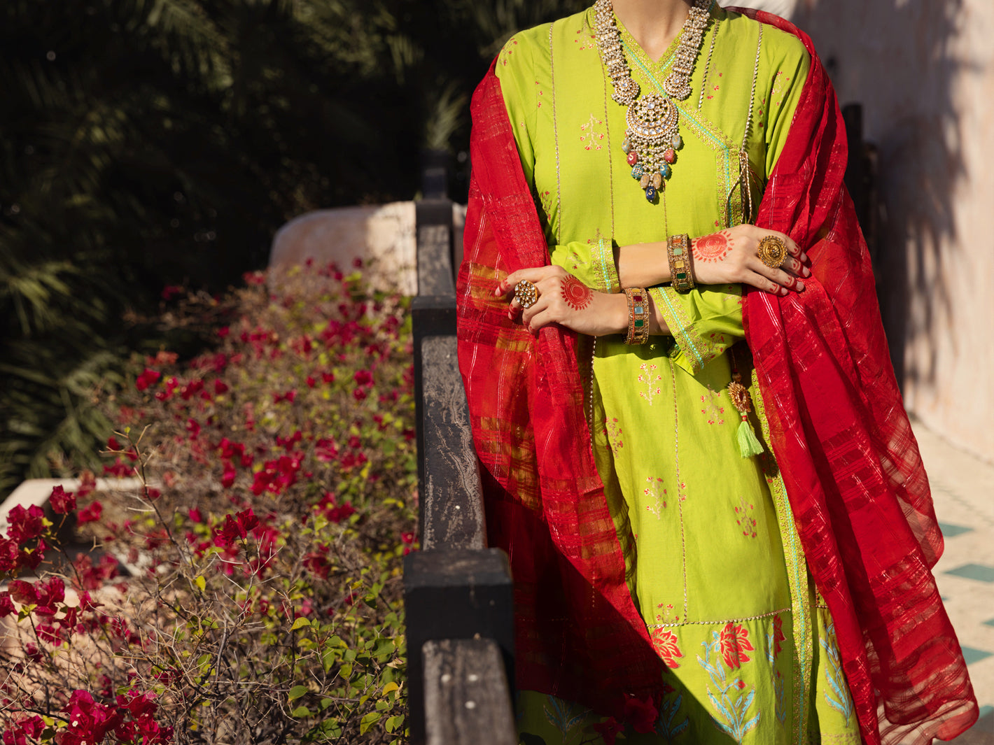 Lime Green Dobby Jacquard 3 Piece Stitched - ALP-3PS-1525