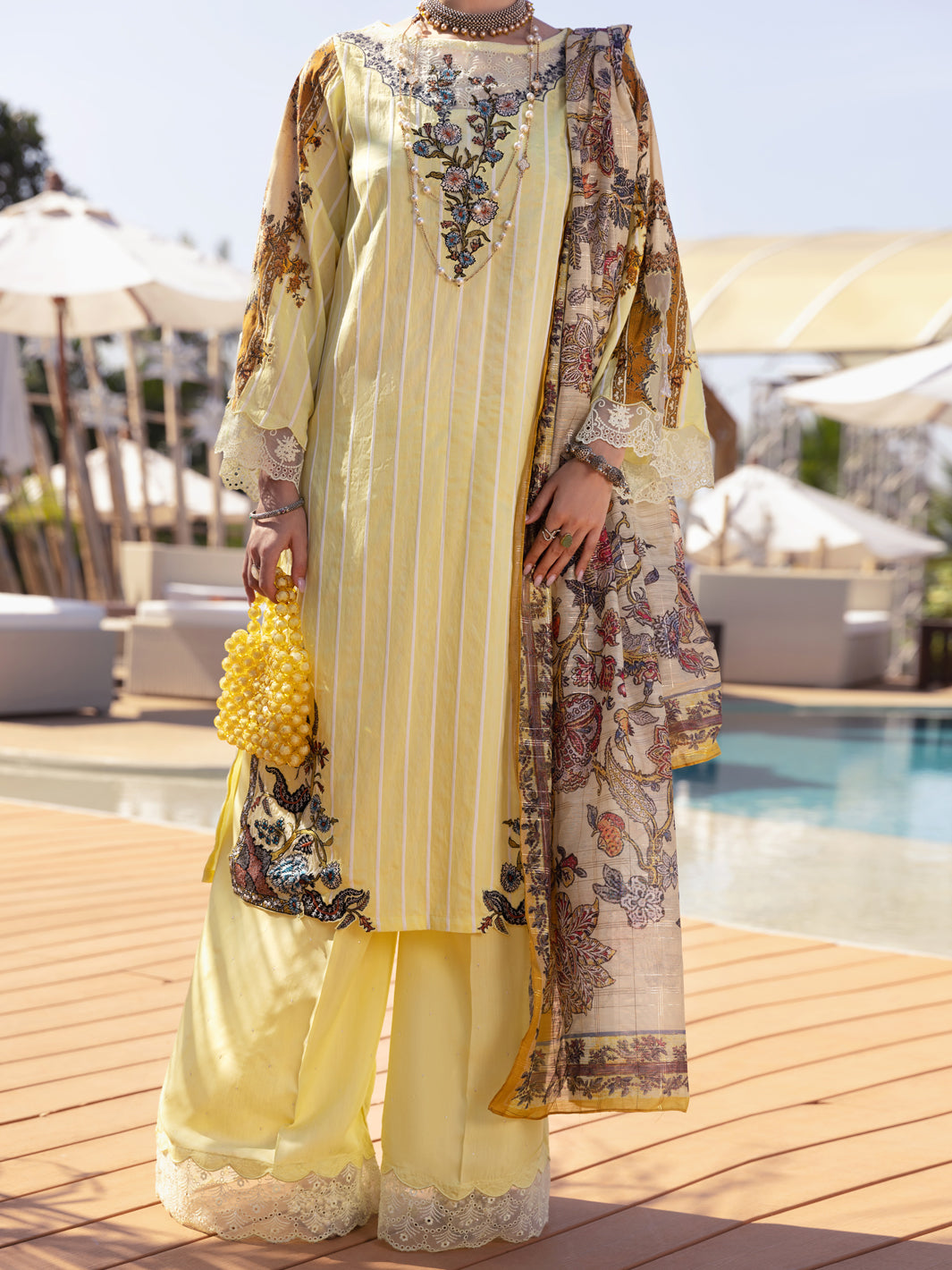 Yellow Yarn Dyed 3 Piece Unstitched - ALP-3PS-1527
