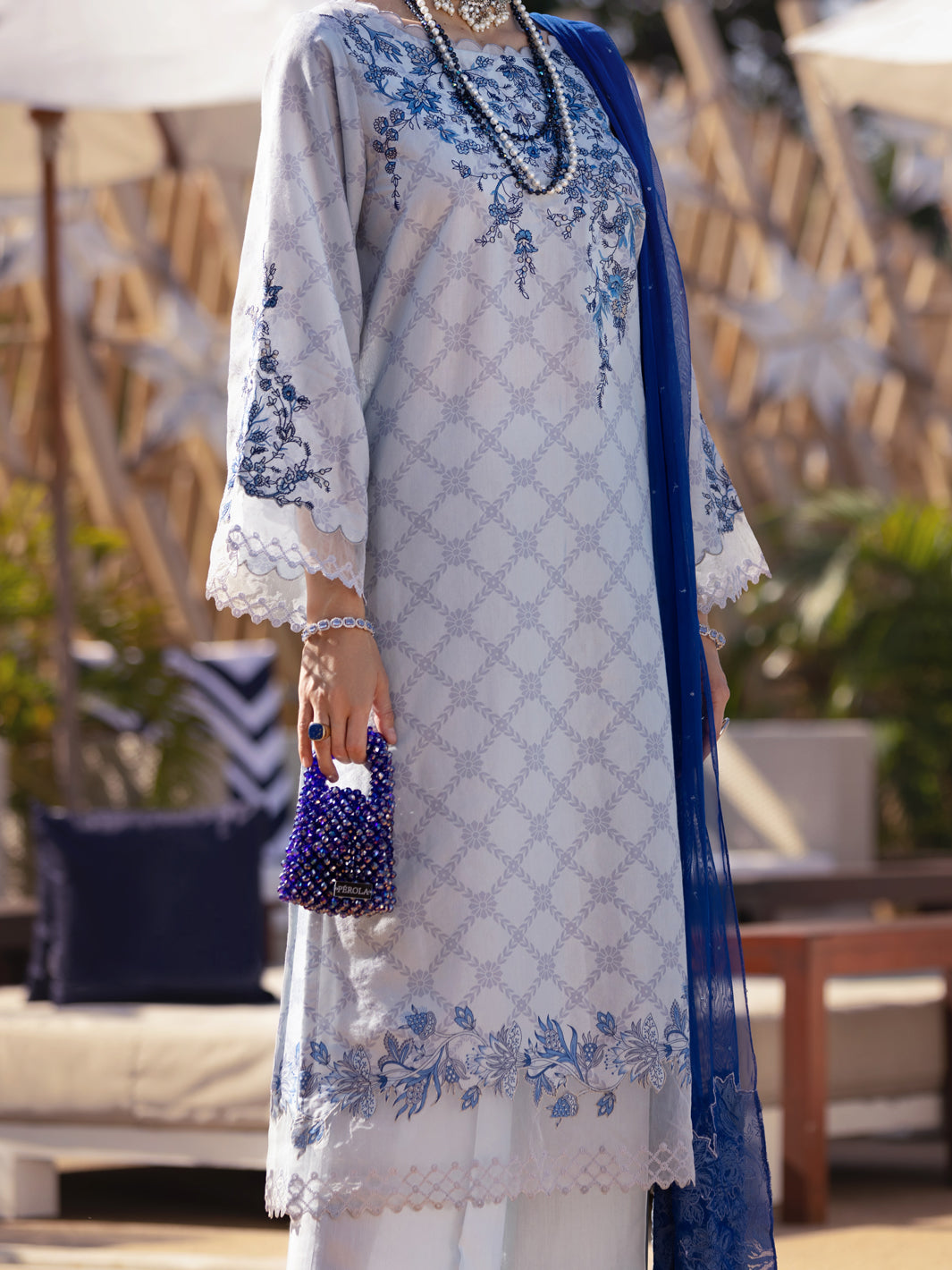 Light Grey Chanderi 3 Piece Stitched - ALP-3PS-1528