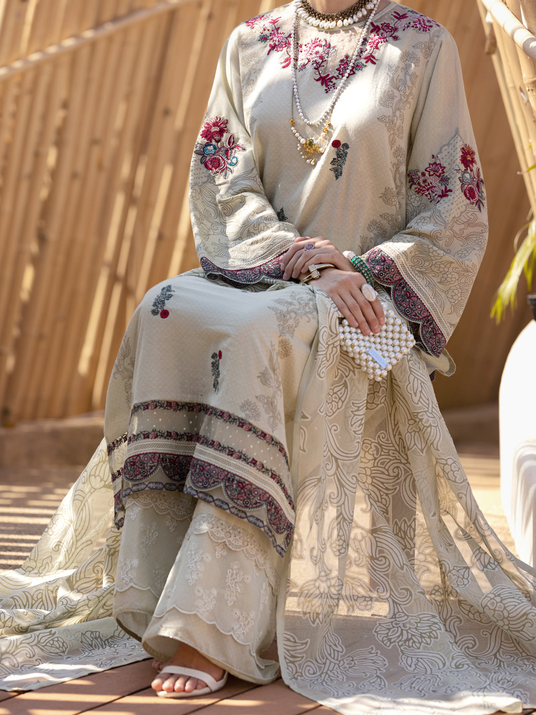 Sage Green Chanderi 3 Piece Stitched - ALP-3PS-1529