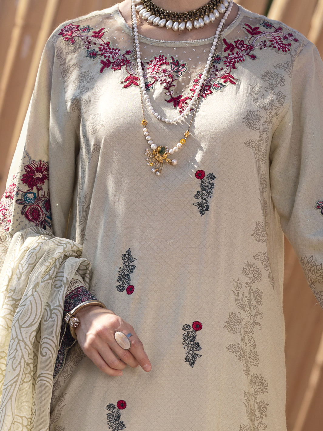 Sage Green Chanderi 3 Piece Stitched - ALP-3PS-1529