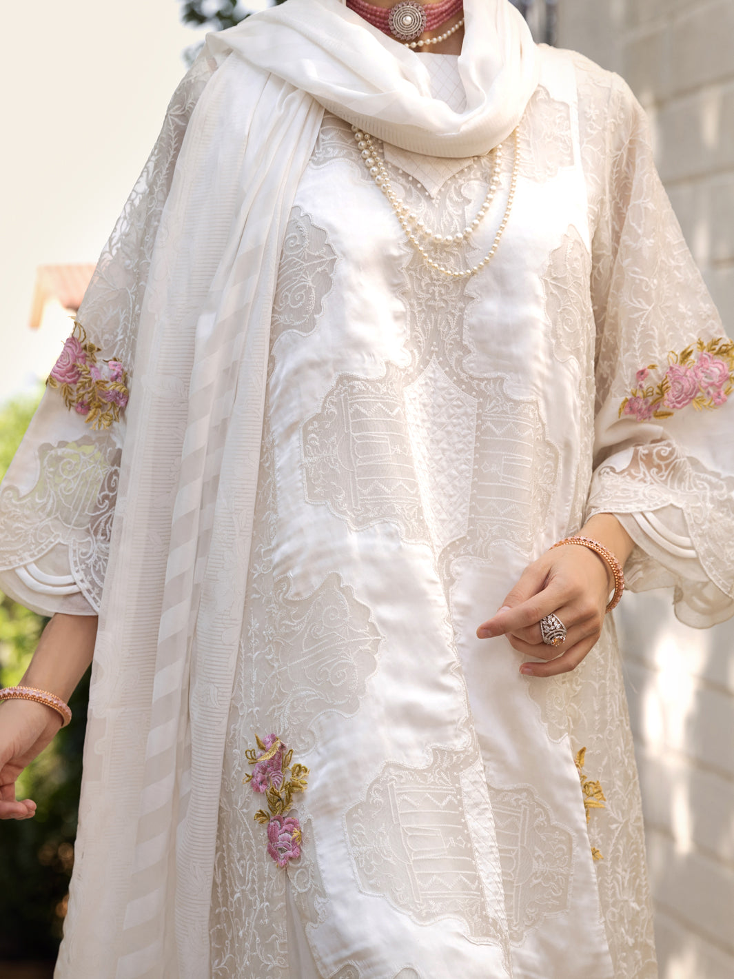 White Impure Organza 3 Piece Unstitched - ALP-3PS-1535