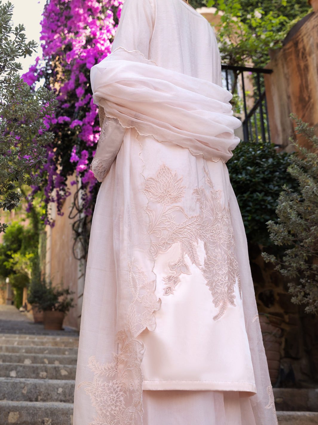 Peach Poly Khaddi Net 3 Piece Stitched - ALP-3PS-1536