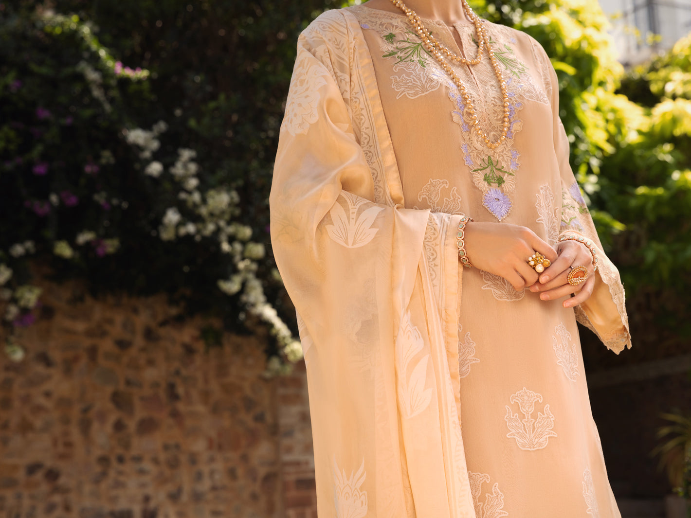 Skin Organza Burnout 3 Piece Unstitched - ALP-3PS-1538