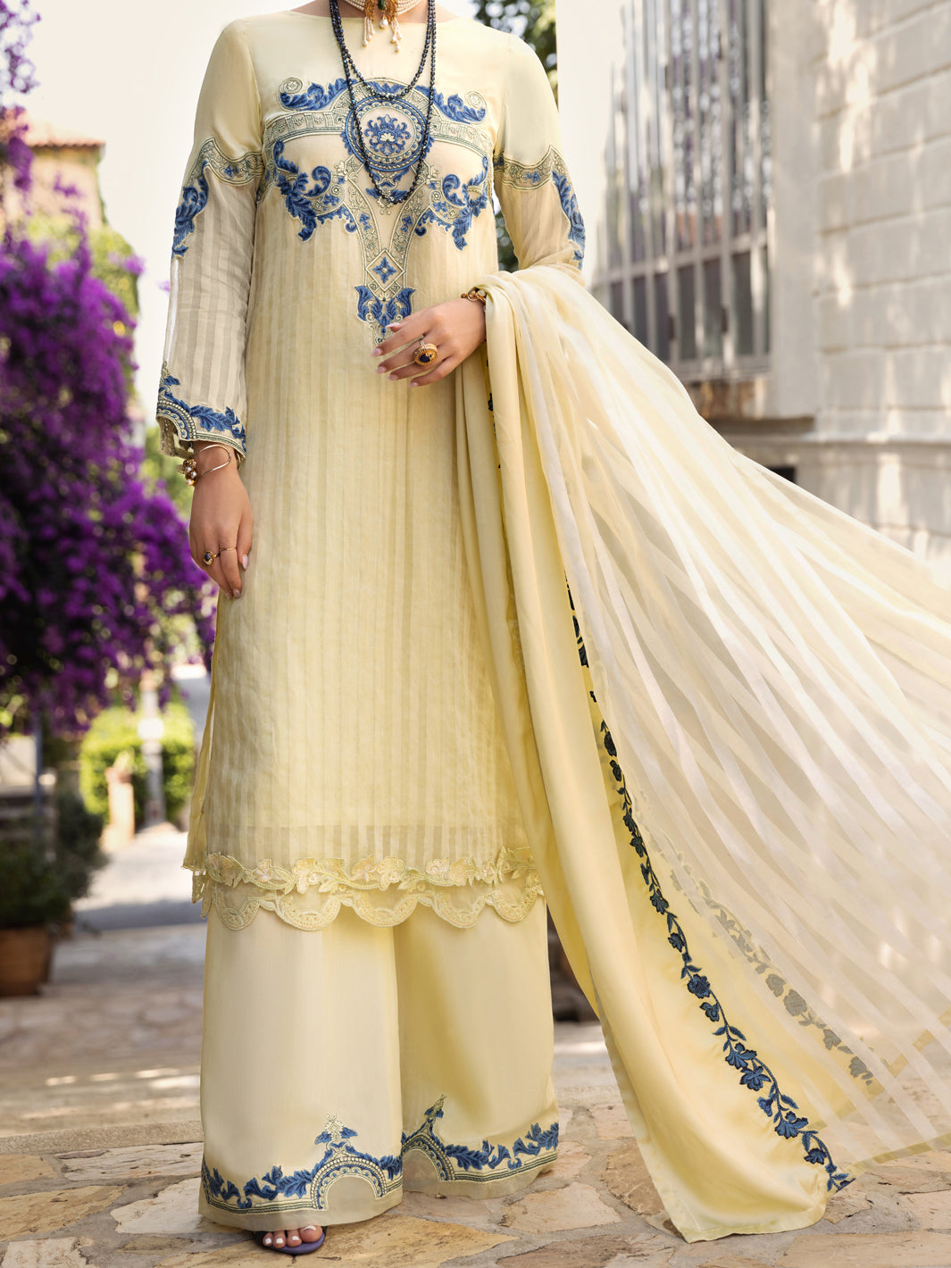 Pista Green Striped Khaddi 3Pc Stitched - ALP-3PS-1539