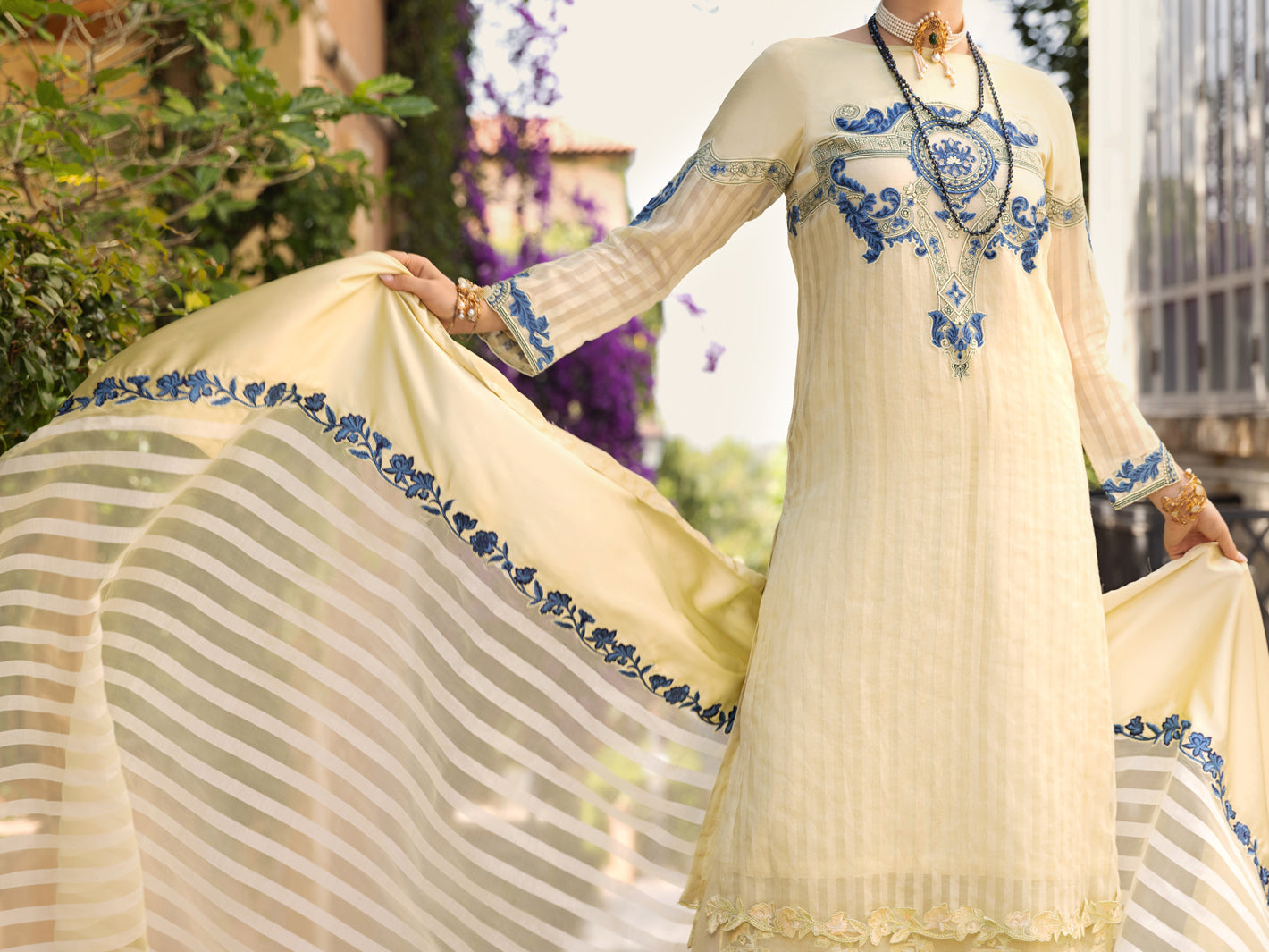 Pista Green Striped Khaddi 3Pc Stitched - ALP-3PS-1539