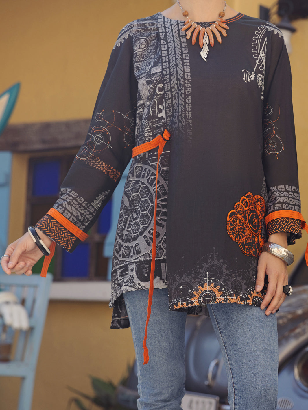 Black Lawn Tunic - ALP-LK-1568