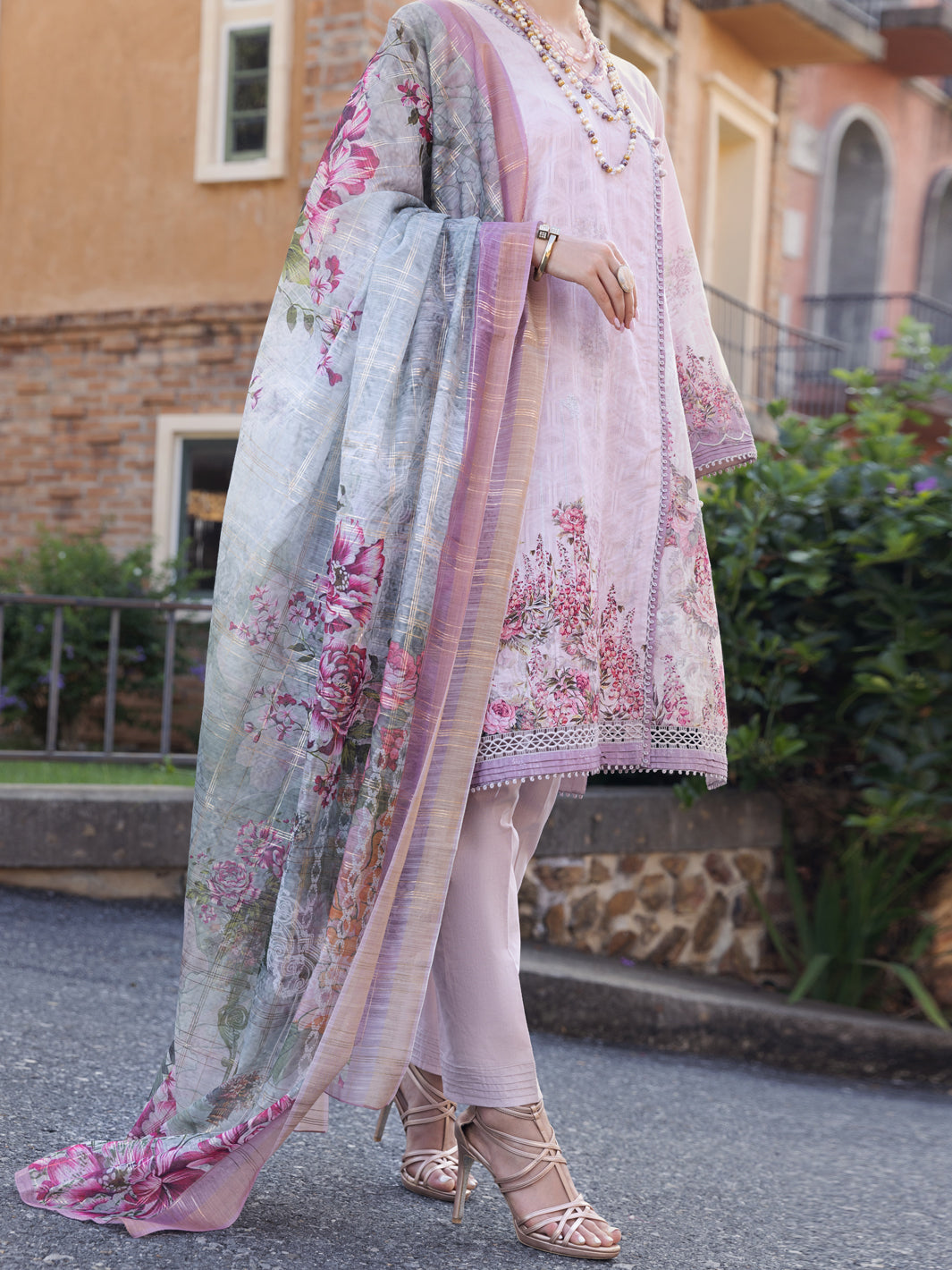 Light Pink Jacquard 3 Piece Stitched - ALP-3PS-1574
