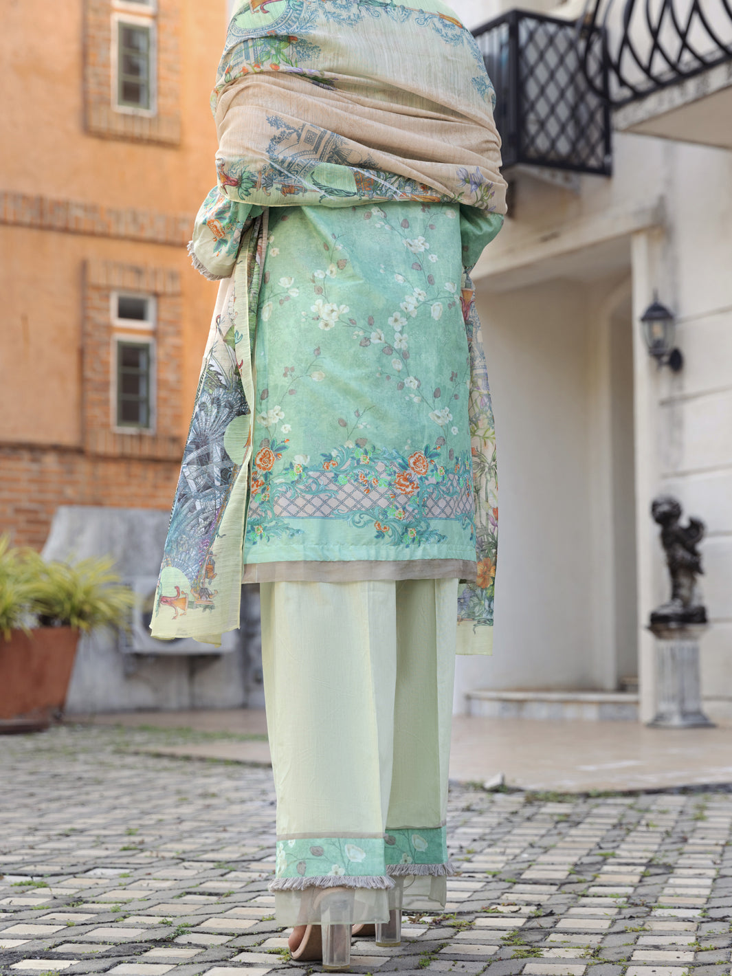 Sage Green Jacquard 3 Piece Stitched - ALP-3PS-1578