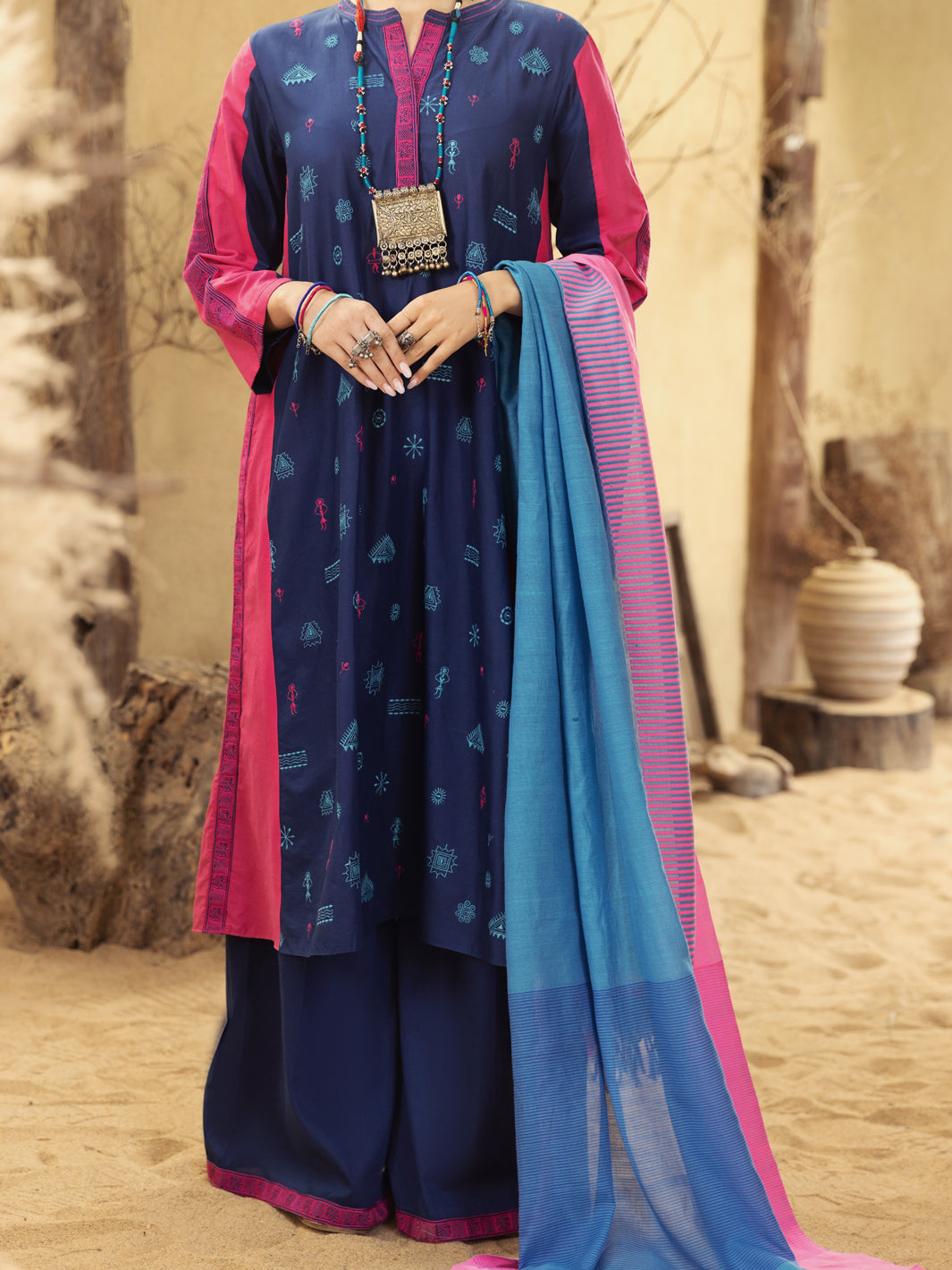 Blue-Pink Lawn 3 Piece Unstitched - ALP-3PS-1582