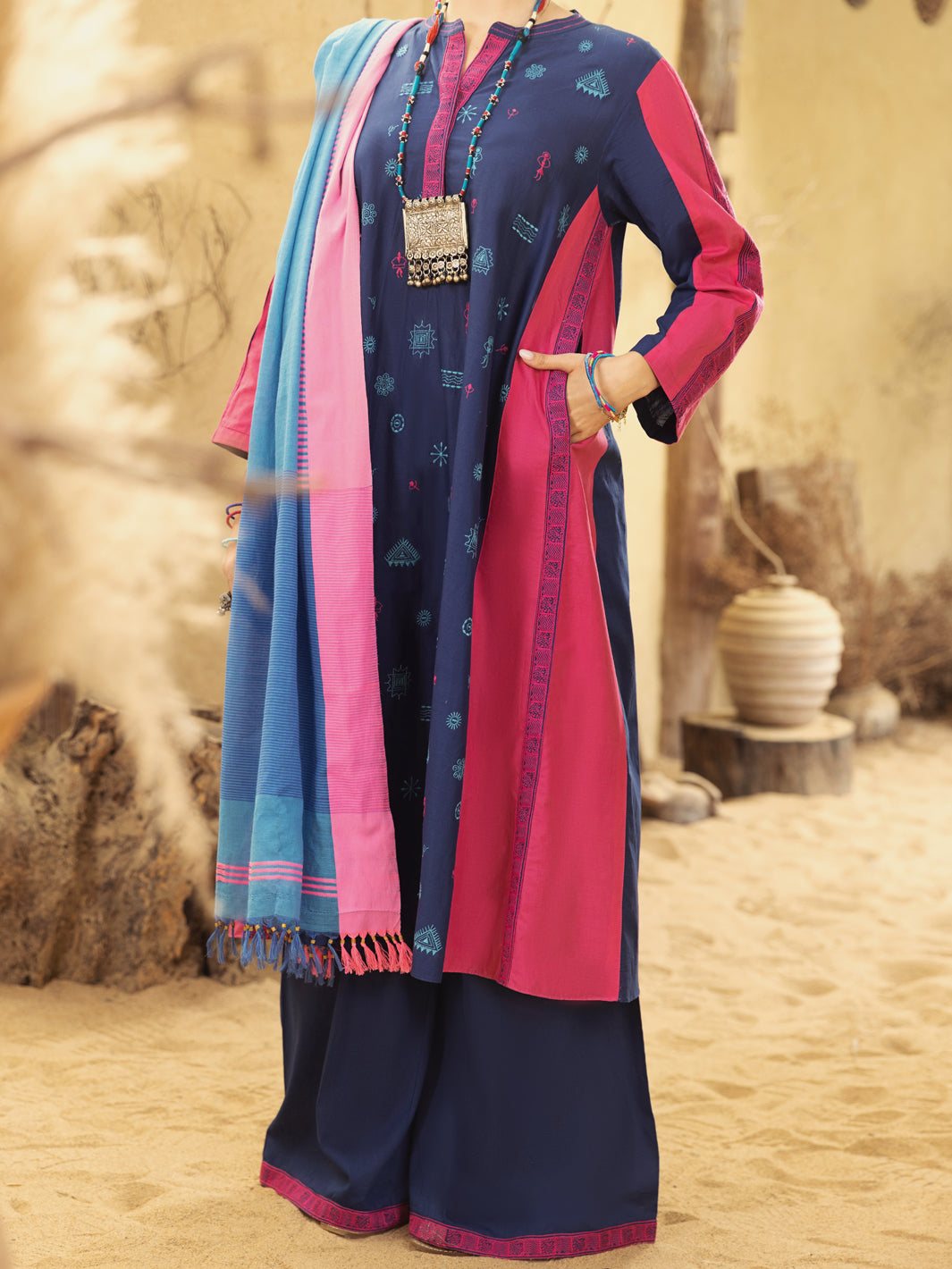 Blue-Pink Lawn 3 Piece Unstitched - ALP-3PS-1582