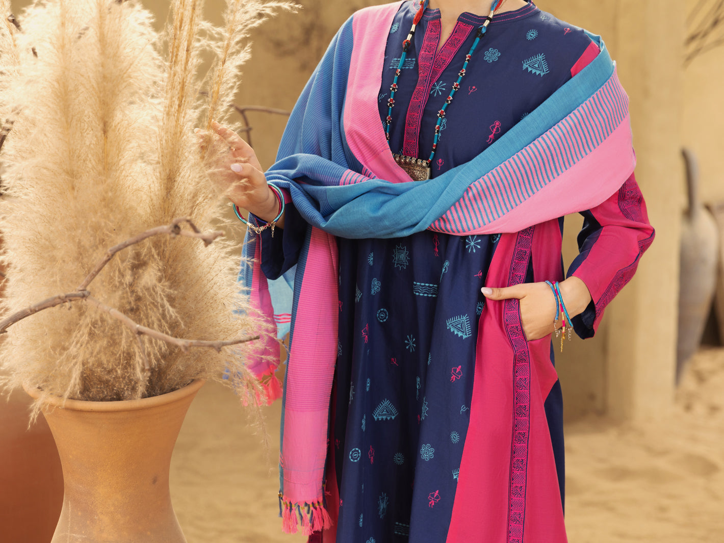 Blue-Pink Lawn 3 Piece Unstitched - ALP-3PS-1582