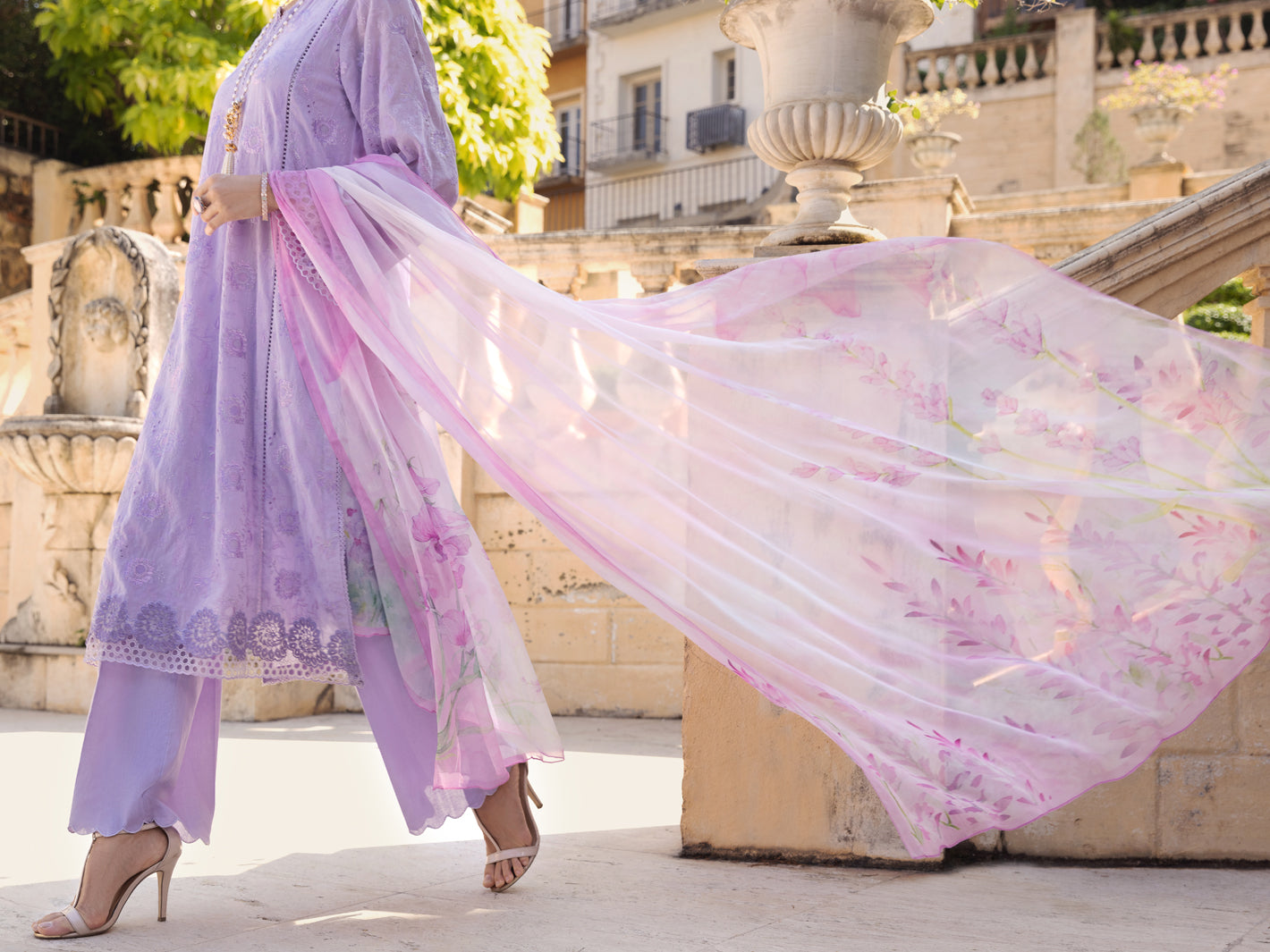 Light Purple Schiffli Lawn 3Pc Stitched - ALP-3PS-1587