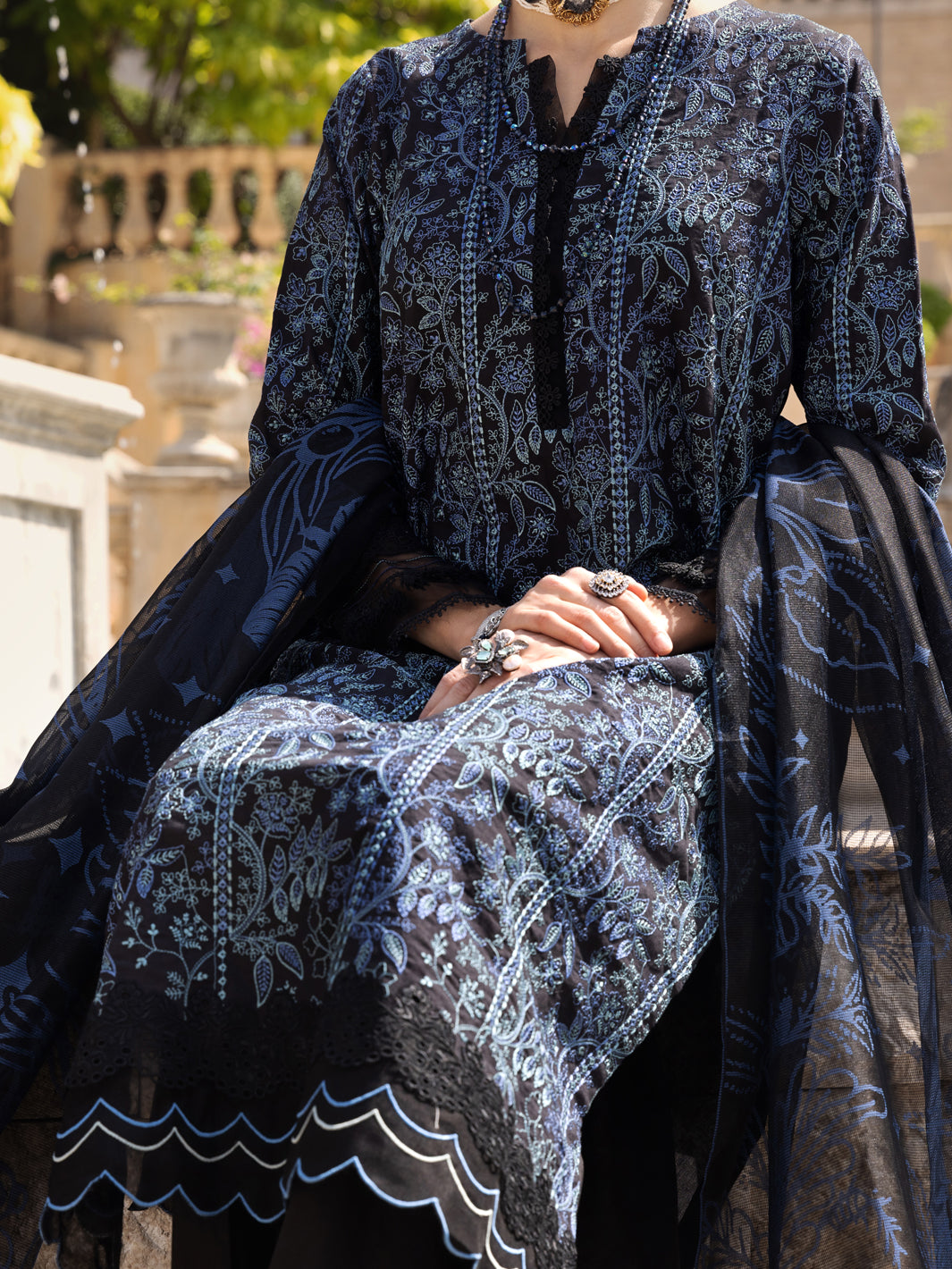 Blue & Black Lawn 3 Piece Unstitched - ALP-3PS-1591