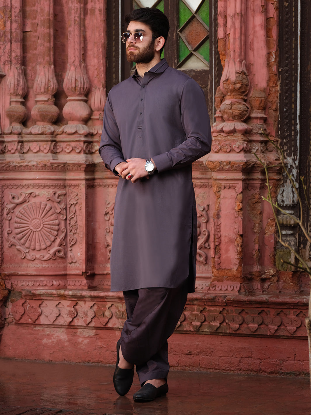 Grey Blended Kameez Shalwar - ALWA-KS-178