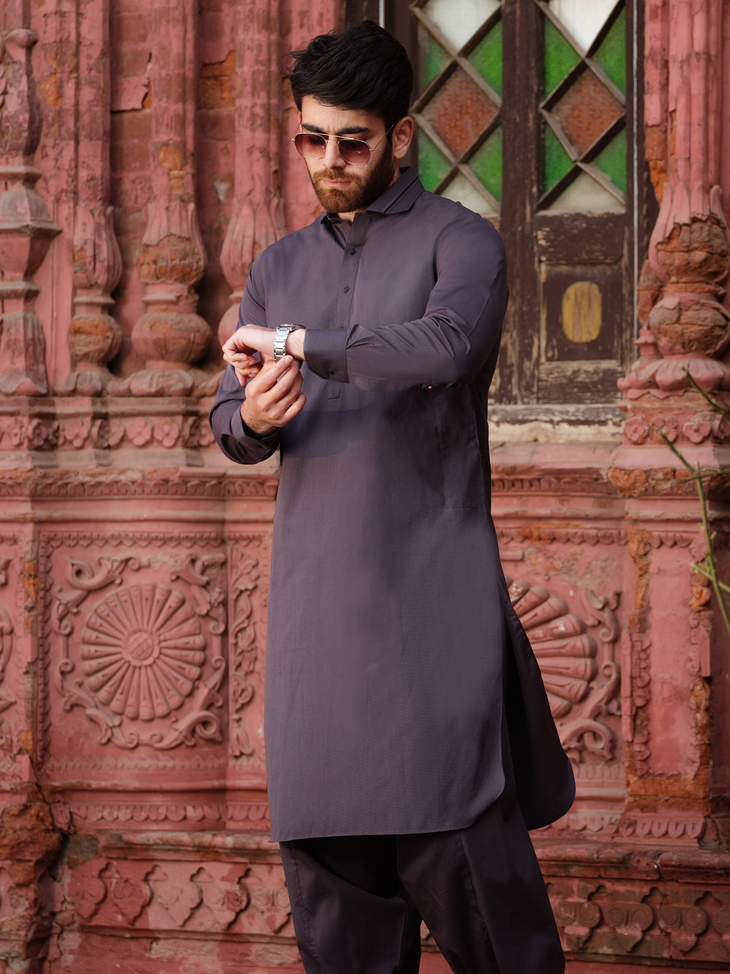 Grey Blended Kameez Shalwar - ALWA-KS-178