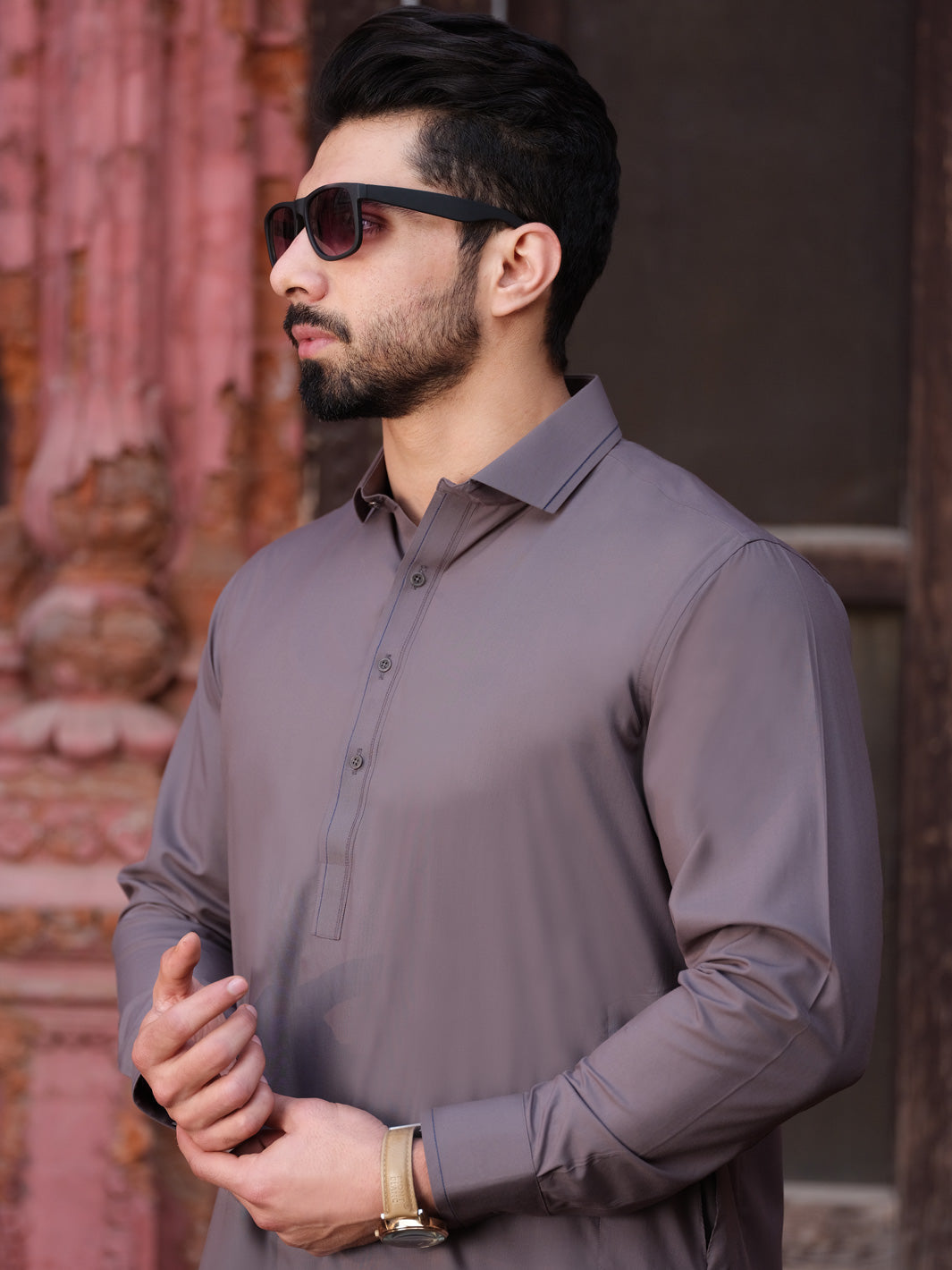 Grey Blended Kameez Shalwar - ALWA-KS-181