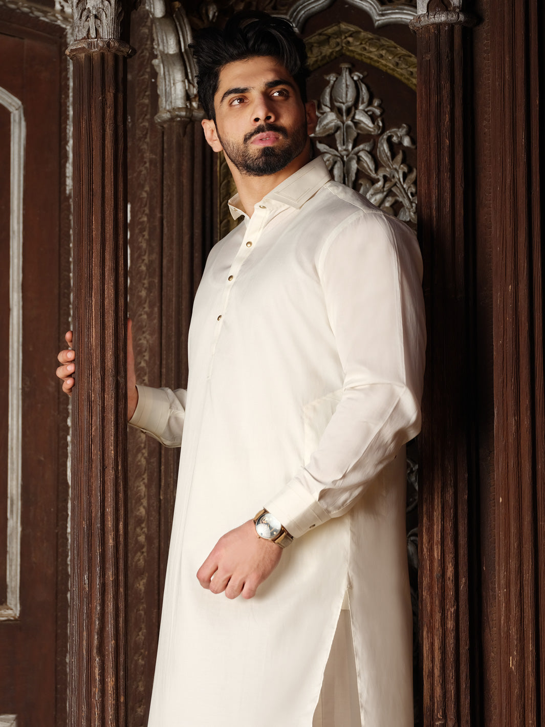 Off White Blended Kameez Shalwar - ALWA-KS-190