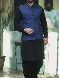 Blue & Black Suiting Waistcoat - WC-195