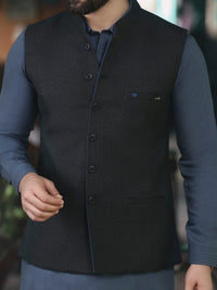 Blue & Black Suiting Waistcoat - WC-195