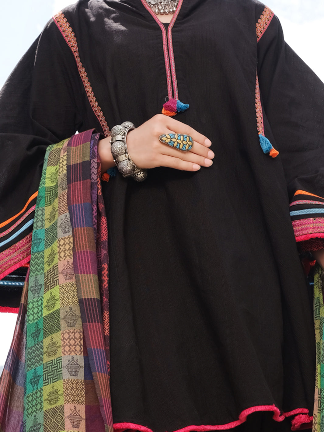 Black Khaddi 3Pc Stitched - AWP-215