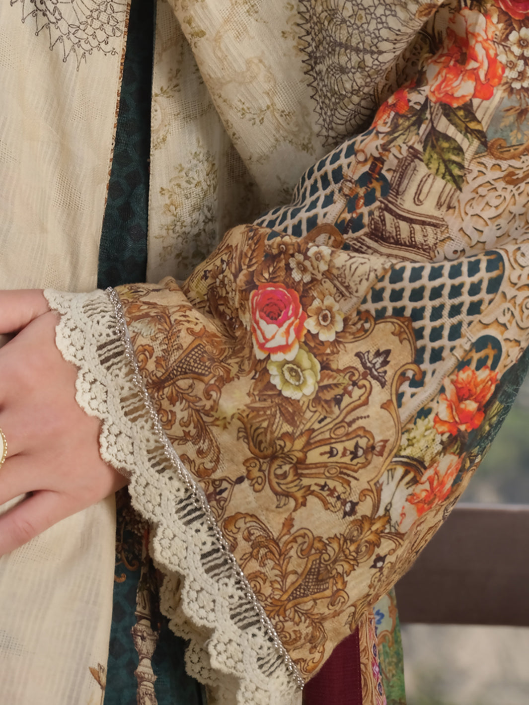 Ivory Jacquard 3Pc Stitched - AWP-221