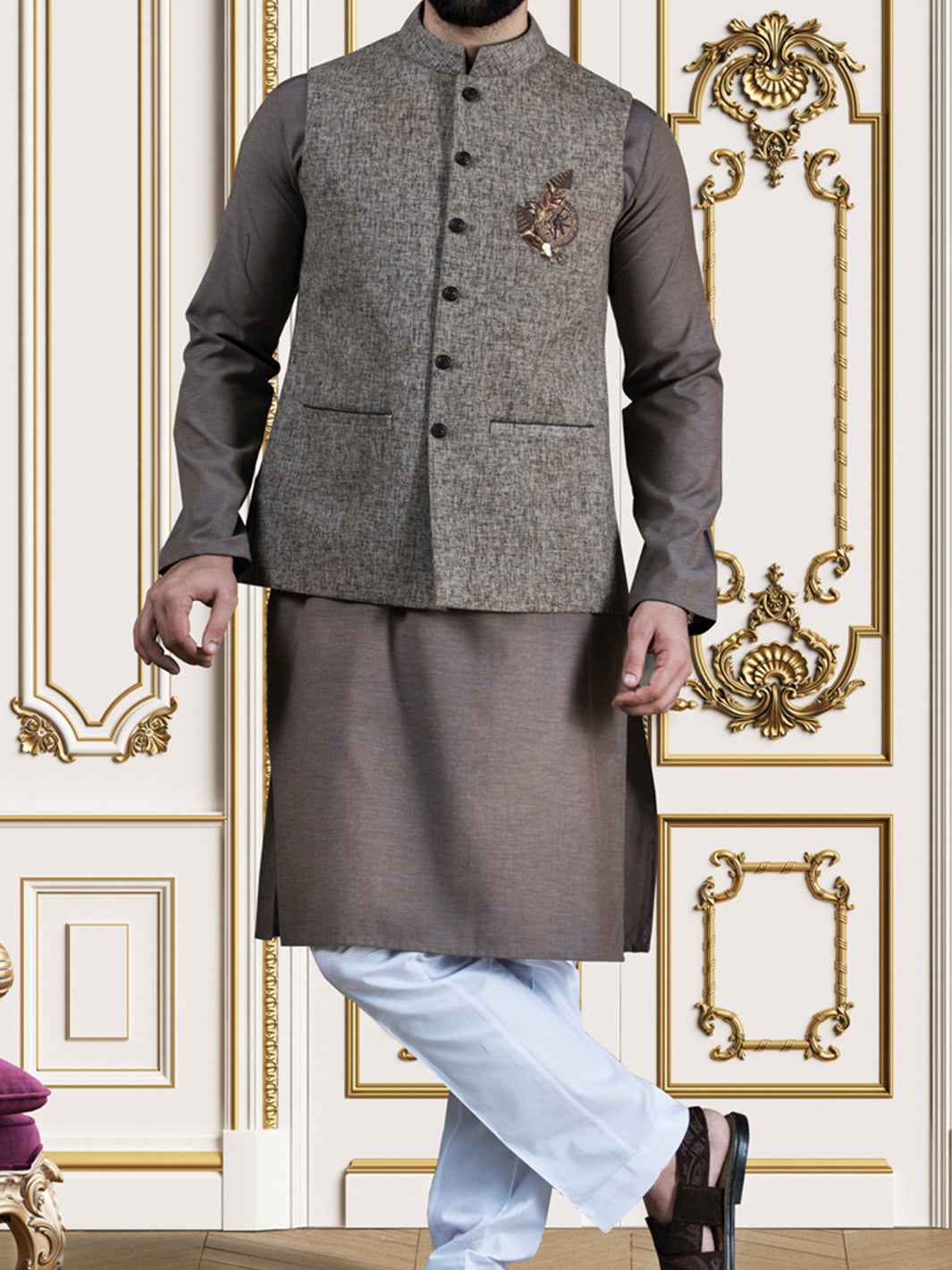 Brown Jute Waistcoat - WC-228