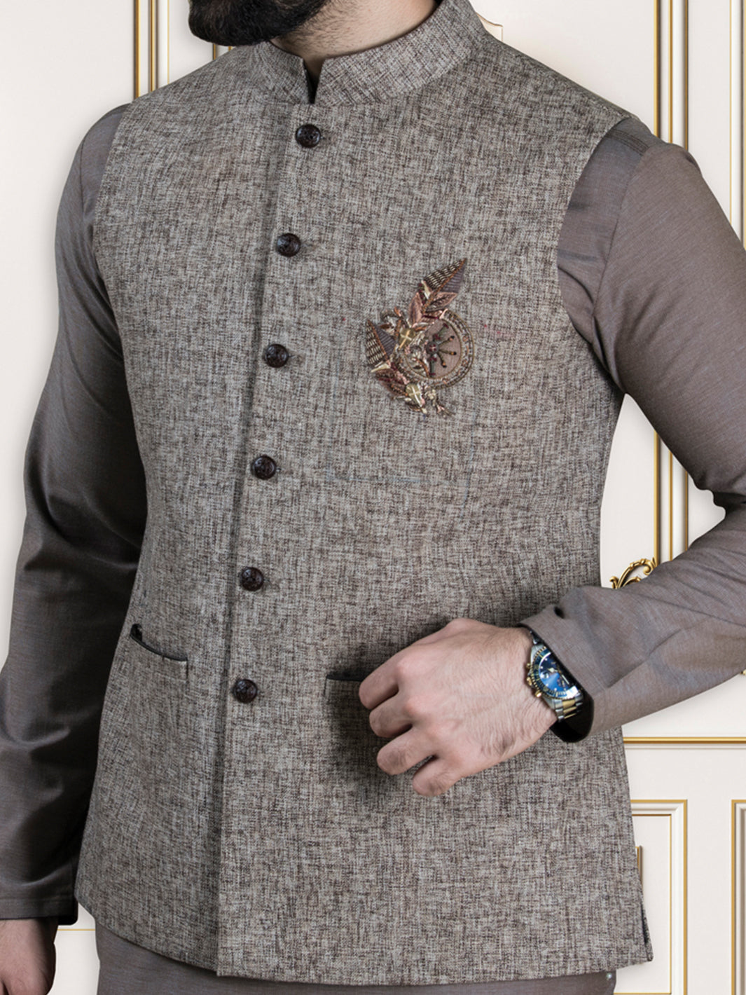 Brown Jute Waistcoat - WC-228
